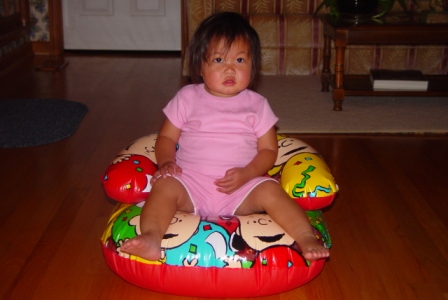 Kasen in her Snoopy Chair